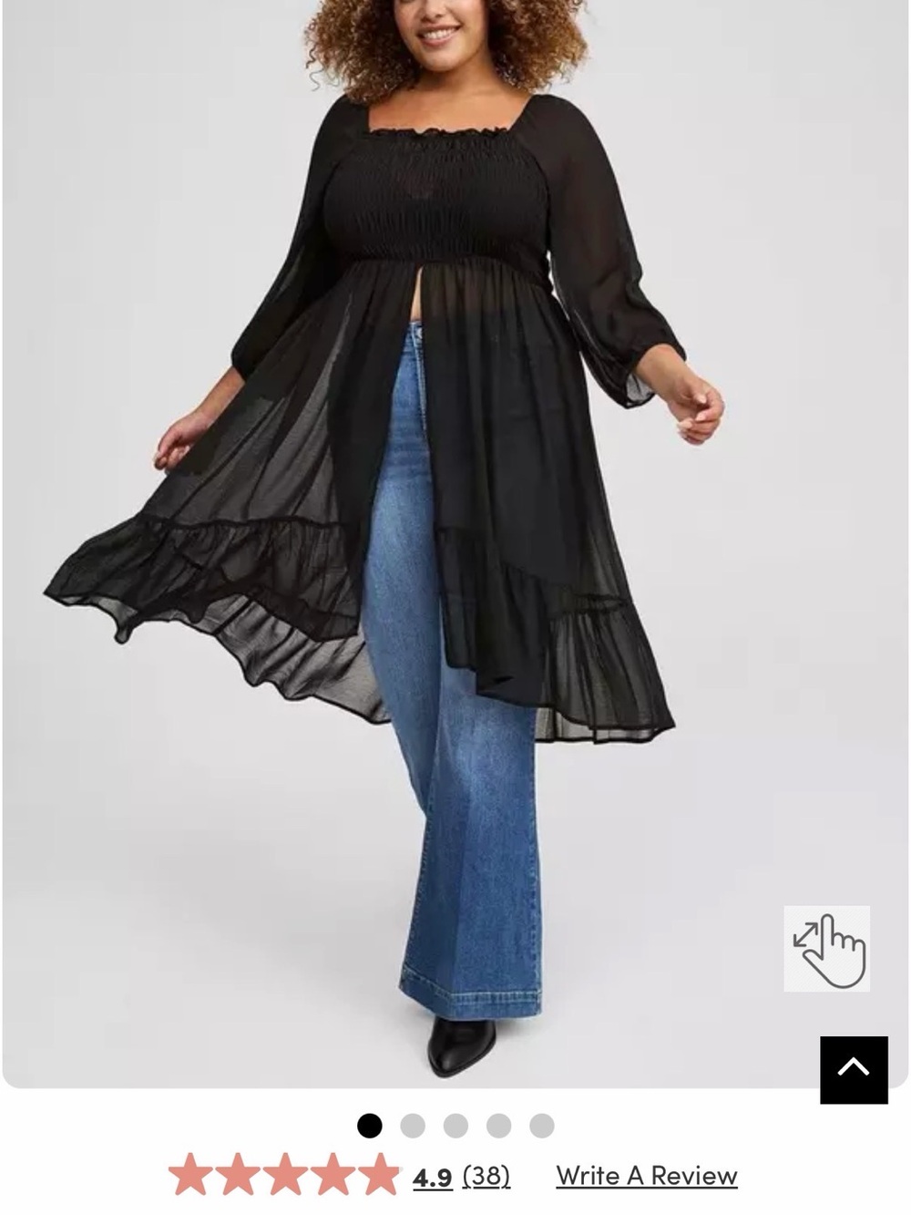 torrid Black Smocked Sheer Peasant Tunic